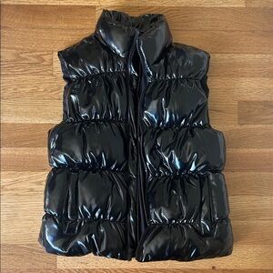 Shiny Black Puffer Vest